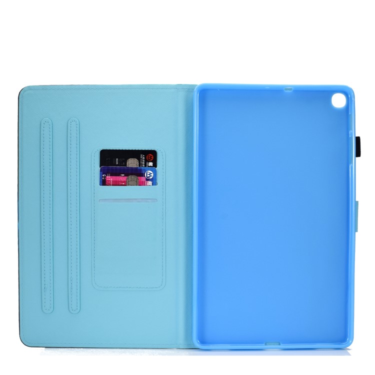 Soporte de Tarjetas de Impresión de Patrones Con Cáscara de Cuero Para Samsung Galaxy Tab A 10.1 (2019) T510/T515 - Mariposa-4