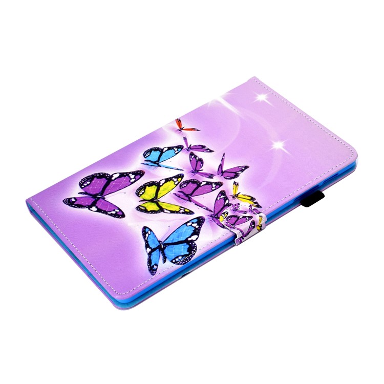 Soporte de Tarjetas de Impresión de Patrones Con Cáscara de Cuero Para Samsung Galaxy Tab A 10.1 (2019) T510/T515 - Mariposa-7