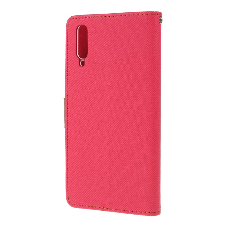 Caso De Carteira De Couro De Grão De Sarja ROAR KOREA Para Samsung Galaxy A70 - Rosa-6