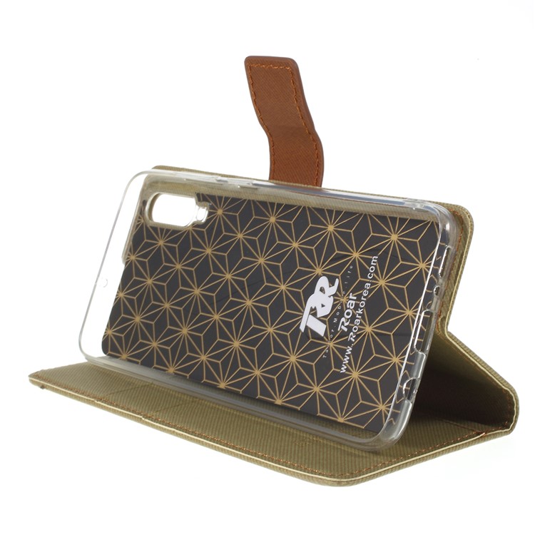 Custodia A Portafoglio In Pelle Di Vacchetta Twill KOREA Per Samsung Galaxy A70 - Cachi-2