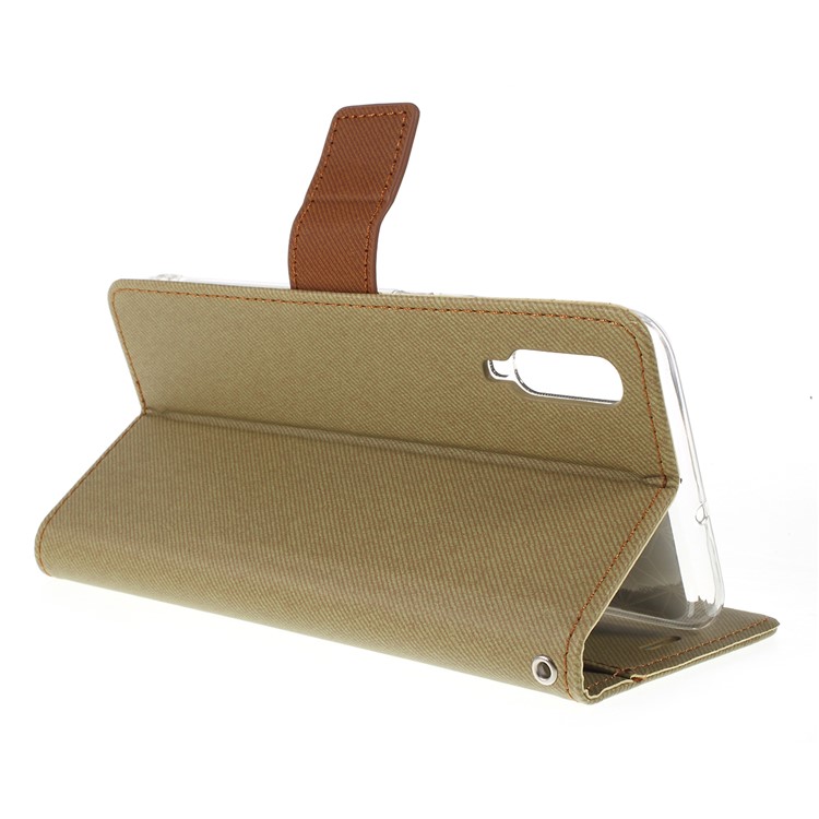 Custodia A Portafoglio In Pelle Di Vacchetta Twill KOREA Per Samsung Galaxy A70 - Cachi-3