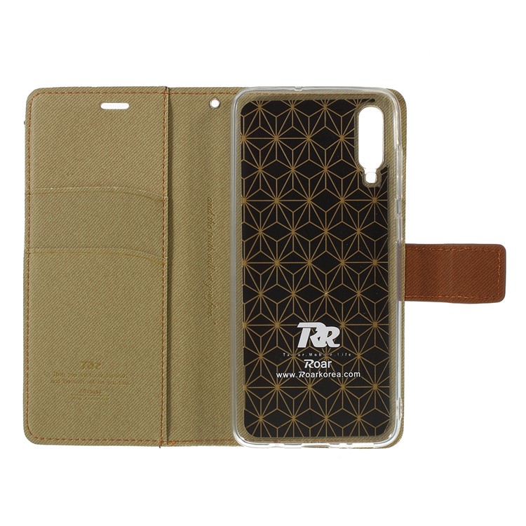Custodia A Portafoglio In Pelle Di Vacchetta Twill KOREA Per Samsung Galaxy A70 - Cachi-4