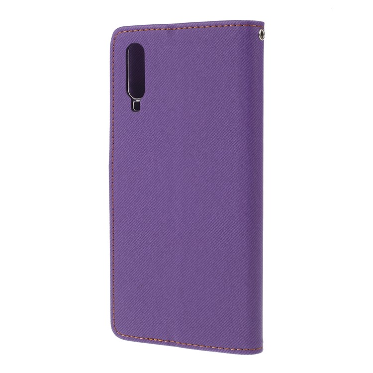 Caso De Carteira De Couro De Grão De Sarja ROAR KOREA Para Samsung Galaxy A70 - Roxa-6