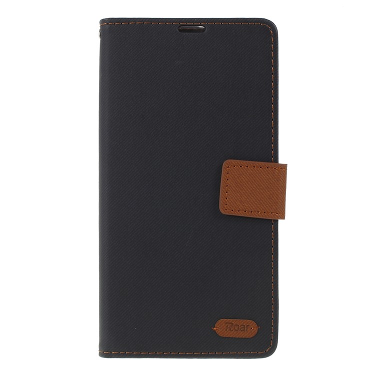 ROAR KOREA Twill Grain Leather Wallet Case for Samsung Galaxy A50 - Black-3