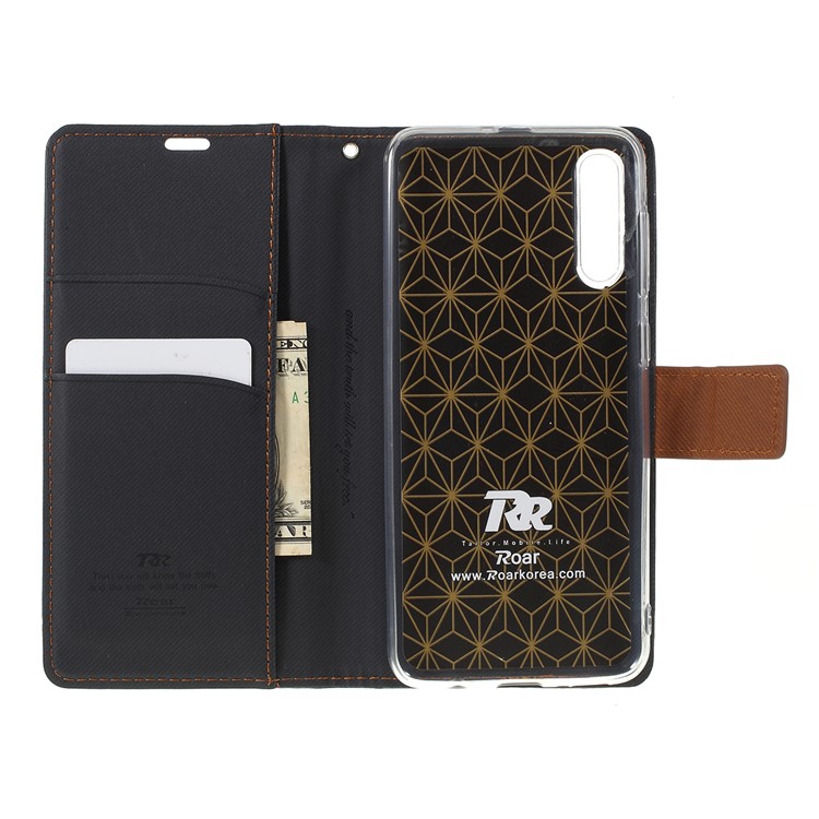 ROAR KOREA Twill Grain Leather Wallet Case for Samsung Galaxy A50 - Black-8