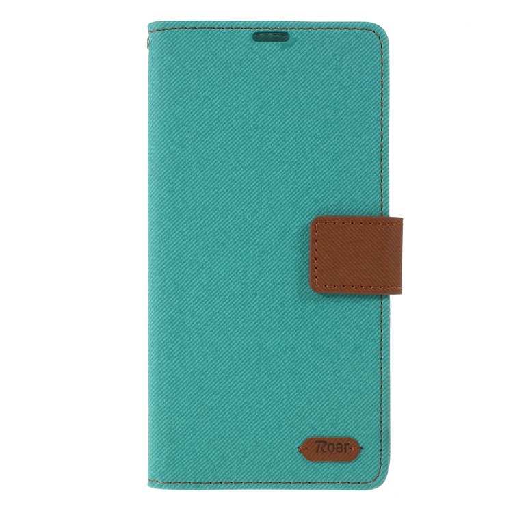 Caso De Carteira De Couro De Grão De Sarja ROAR KOREA Para Samsung Galaxy A50 - Verde-1