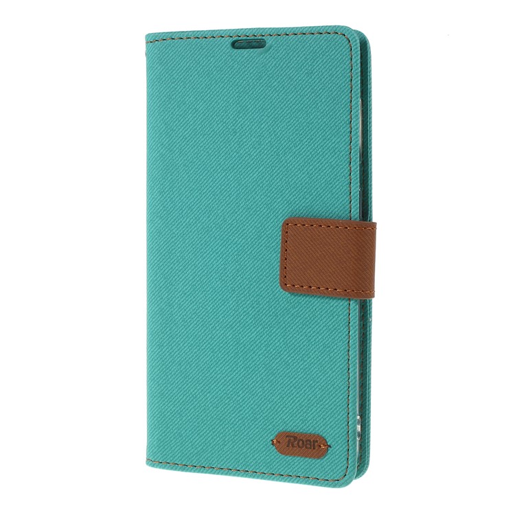Caso De Carteira De Couro De Grão De Sarja ROAR KOREA Para Samsung Galaxy A50 - Verde-5