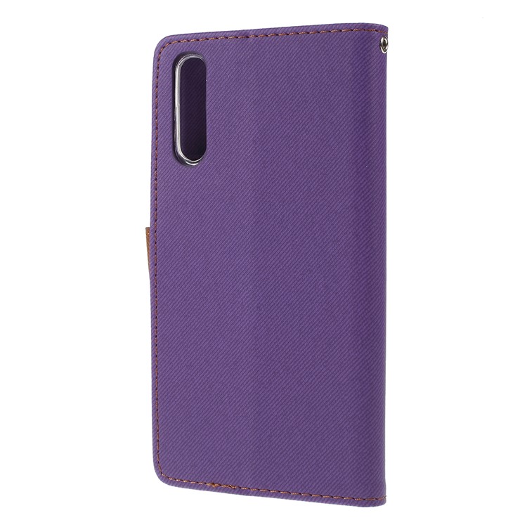 Caso De Carteira De Couro De Grão De Sarja ROAR KOREA Para Samsung Galaxy A50 - Roxa-6
