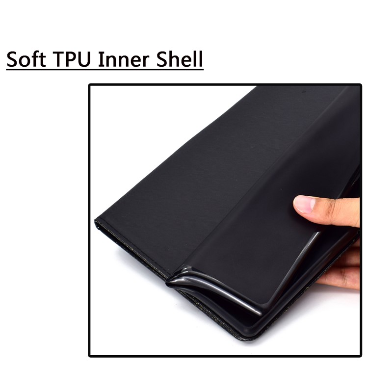 Coperchio Per Tavolette in Pelle Per Schede in Polvere Scintillanti Per Samsung Galaxy Tab A 10.1 (2019) SM-T510 / SM-T515 - Nero