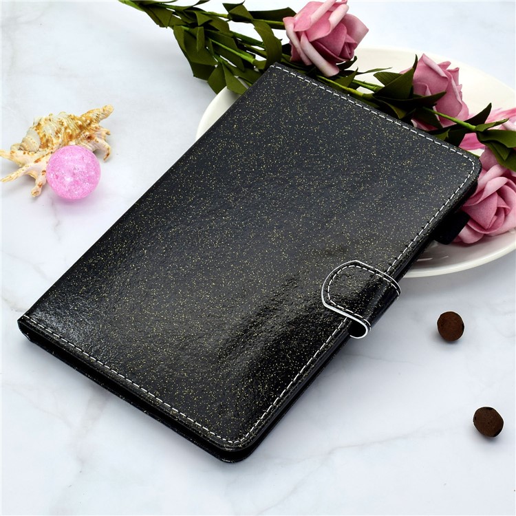 Coubette en Cuir de Cartes Poudre Étincelante Couverture Pour Samsung Galaxy Tab A 10.1 (2019) SM-T510 / SM-T515 - le Noir