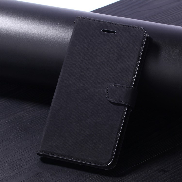 Cloth Texture Wallet Stand Flip Leather Protective Case with Strap for Samsung Galaxy J4 Plus - Black-12