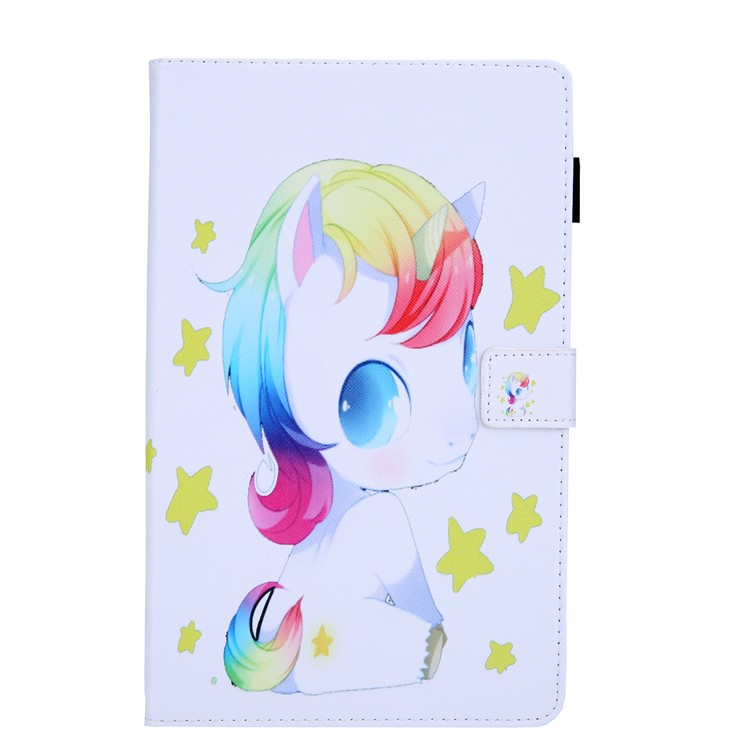 

For Samsung Galaxy Tab A 8.0 (2019) with S Pen P200 P205 Pattern Printing PU Leather Tablet Cover - Unicorn and Stars, Galaxy Tab A 8.0 (2019) with S Pen P200
