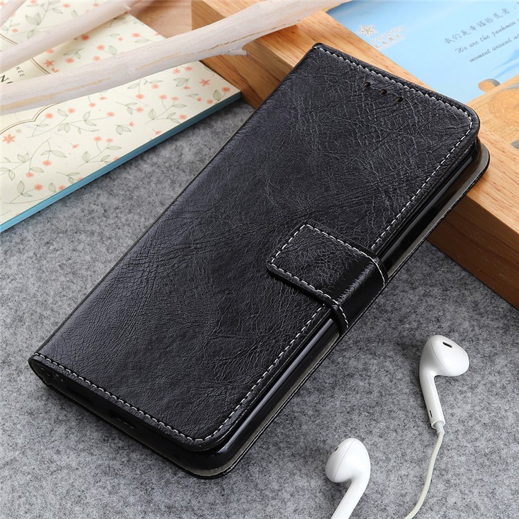 Crazy Horse Leather Wallet Case for Samsung Galaxy A10e - Black-12