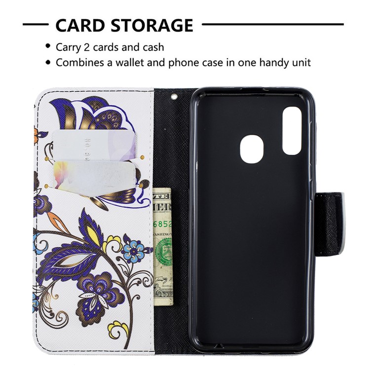 Pattern Printing Wallet Leather Stand Case for Samsung Galaxy A20e - Butterfly Pattern-6