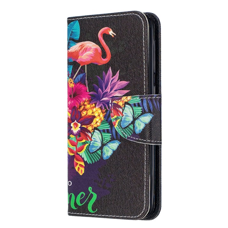 Pattern Printing Wallet Leather Stand Case for Samsung Galaxy A20e - Crane and Flowers-2