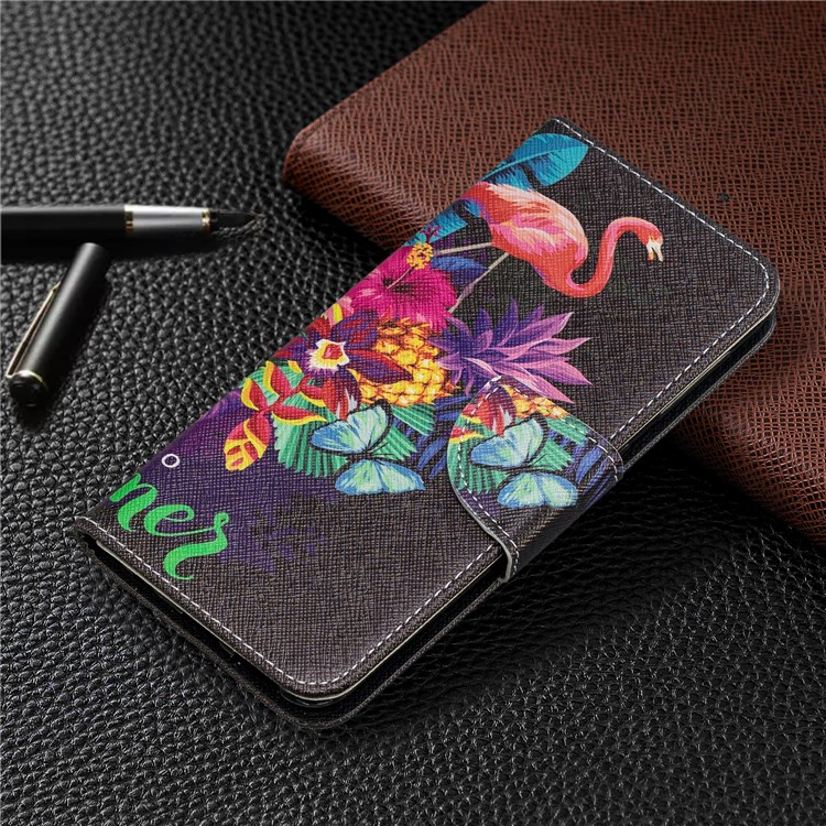 Pattern Printing Wallet Leather Stand Case for Samsung Galaxy A20e - Crane and Flowers-7