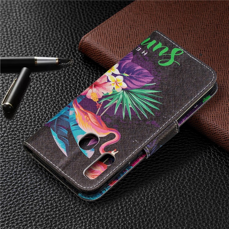 Pattern Printing Wallet Leather Stand Case for Samsung Galaxy A20e - Crane and Flowers-8