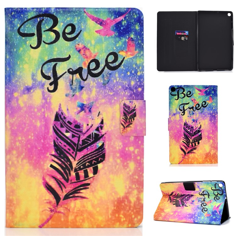 

Pattern Printing PU Leather+TPU Tablet Cover with Card Slots for Samsung Galaxy Tab A 8.0 (2019) with S Pen P200 P205 - Feather, Galaxy Tab A 8.0 (2019) with S Pen P200