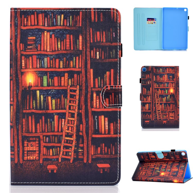 Capa De Tablet De Couro Padrão De Impressão Com Slots De Cartão Para Samsung Galaxy Tab A 10.1 (2019) T515 / T510 - Estante De Livros-1