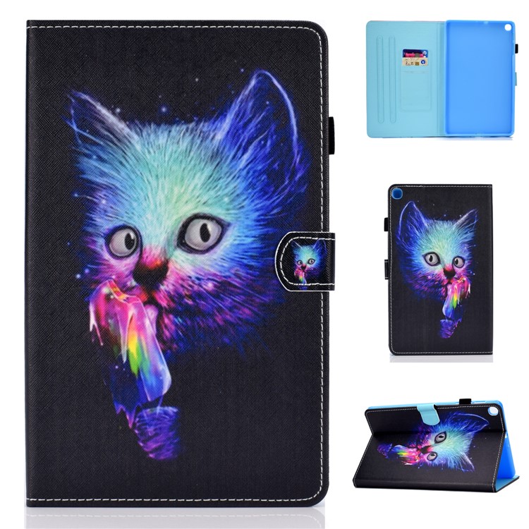 

Pattern Printing Leather Tablet Cover with Card Slots for Samsung Galaxy Tab S5e SM-T720 - Evil Kitten, Galaxy Tab S5e SM-T720