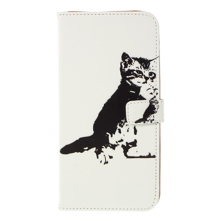 

Pattern Printing Leather Wallet Case for Samsung Galaxy A60 - Black and White Cat, Galaxy A60
