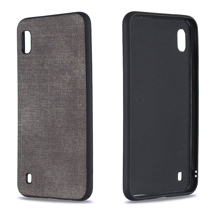 Denim PU Couro Revestido De Telefone TPU Para Samsung Galaxy A10 - Cinza Escuro-1