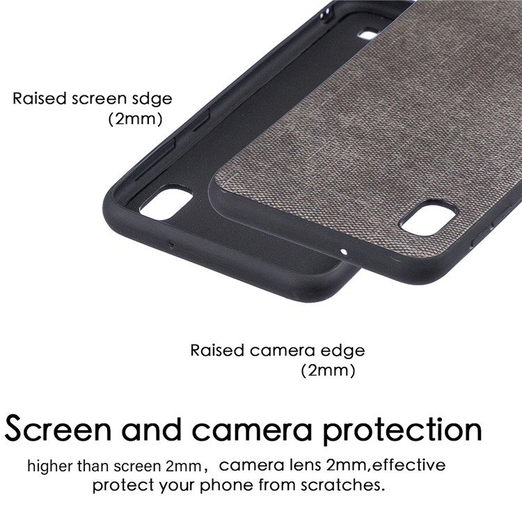 Denim PU Couro Revestido De Telefone TPU Para Samsung Galaxy A10 - Cinza Escuro-3