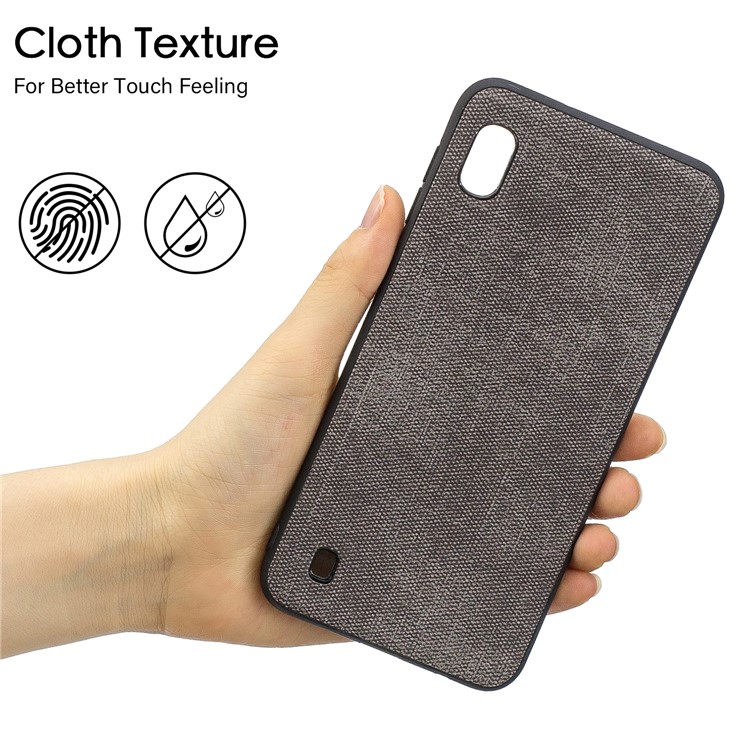 Denim PU Couro Revestido De Telefone TPU Para Samsung Galaxy A10 - Cinza Escuro-5