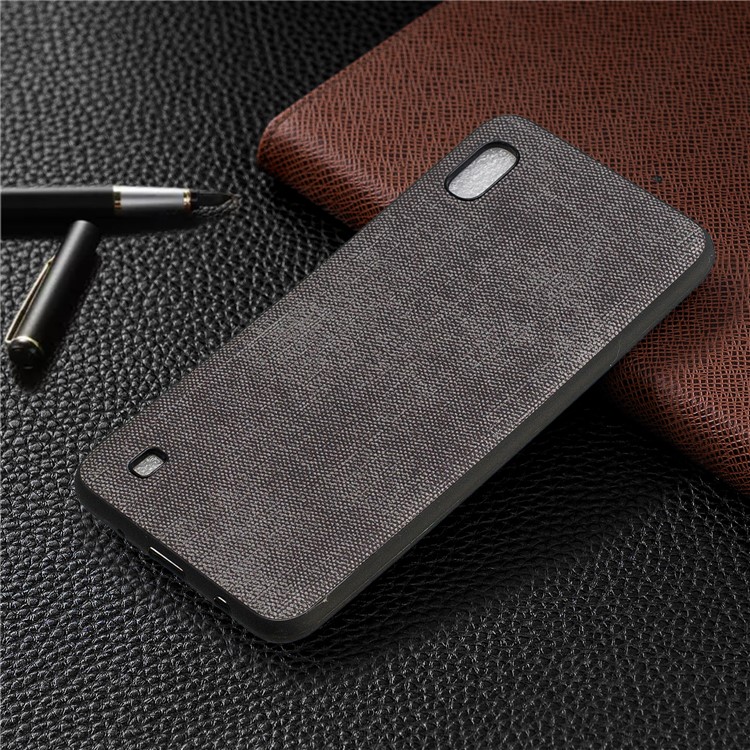 Denim PU Couro Revestido De Telefone TPU Para Samsung Galaxy A10 - Cinza Escuro-7