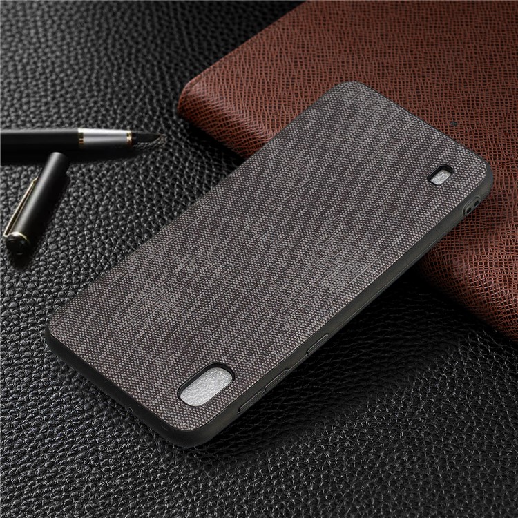 Denim PU Couro Revestido De Telefone TPU Para Samsung Galaxy A10 - Cinza Escuro-8