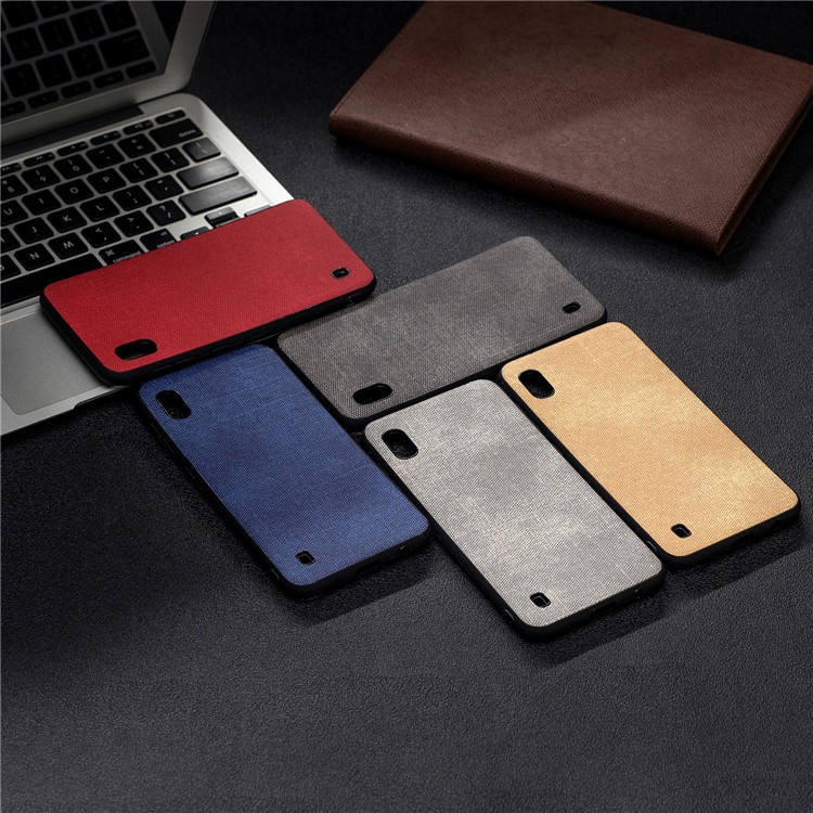 Denim PU Couro Revestido De Telefone TPU Para Samsung Galaxy A10 - Cinza Escuro-9