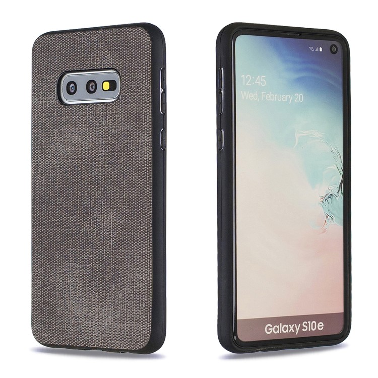 Denim PU Leather Coated TPU Phone Casing for Samsung Galaxy S10e - Dark Grey-1