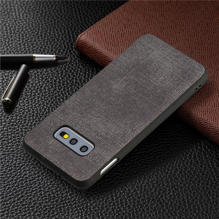 Denim PU Leather Coated TPU Phone Casing for Samsung Galaxy S10e - Dark Grey-8