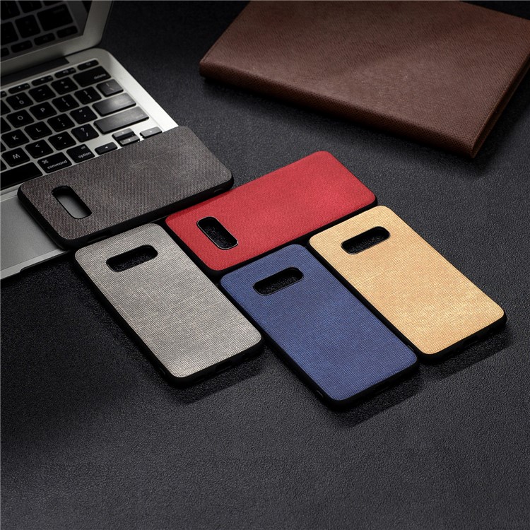 Denim PU Leather Coated TPU Phone Casing for Samsung Galaxy S10e - Dark Grey-9