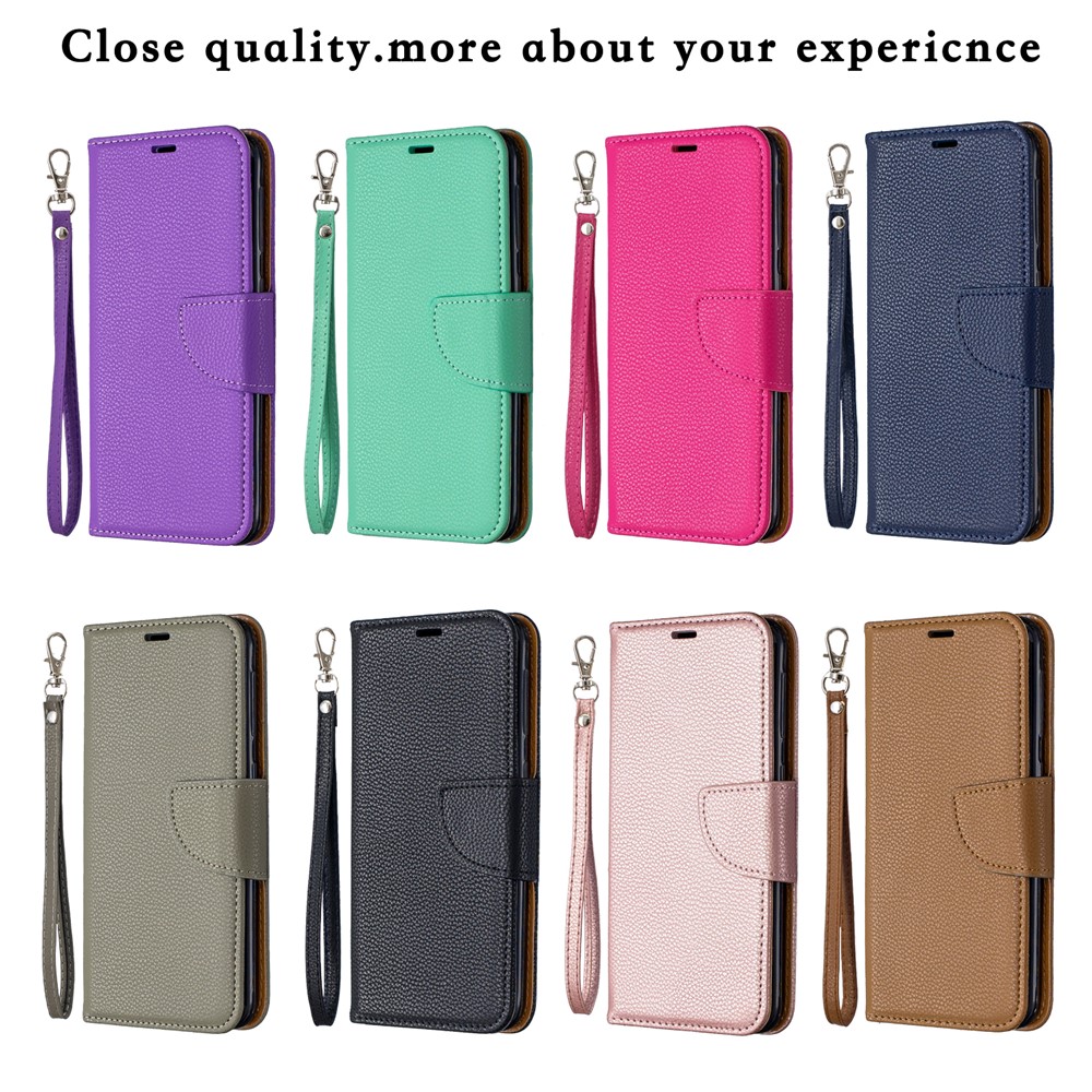 Litchi Skin Leather Wallet Case for Samsung Galaxy A20e - Black-10