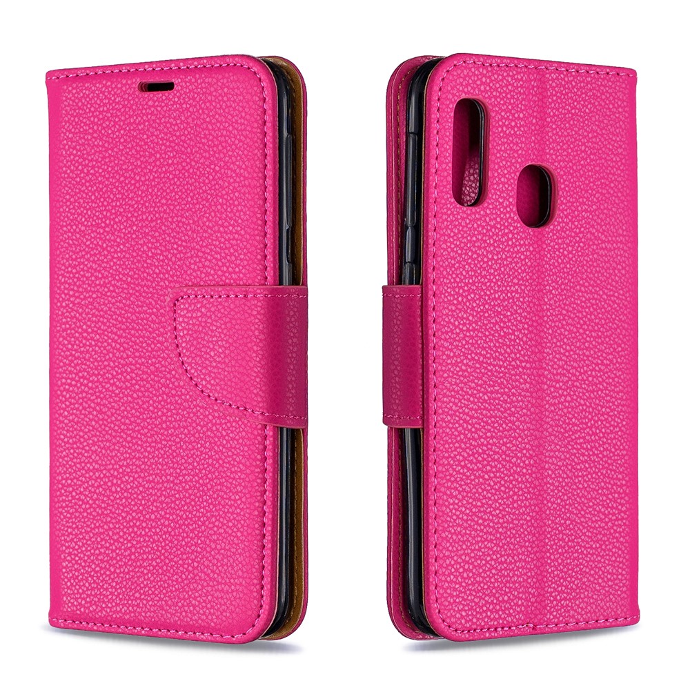 Custodia A Portafoglio In Pelle Color Litchi Per Samsung Galaxy A20e - Rosa-4