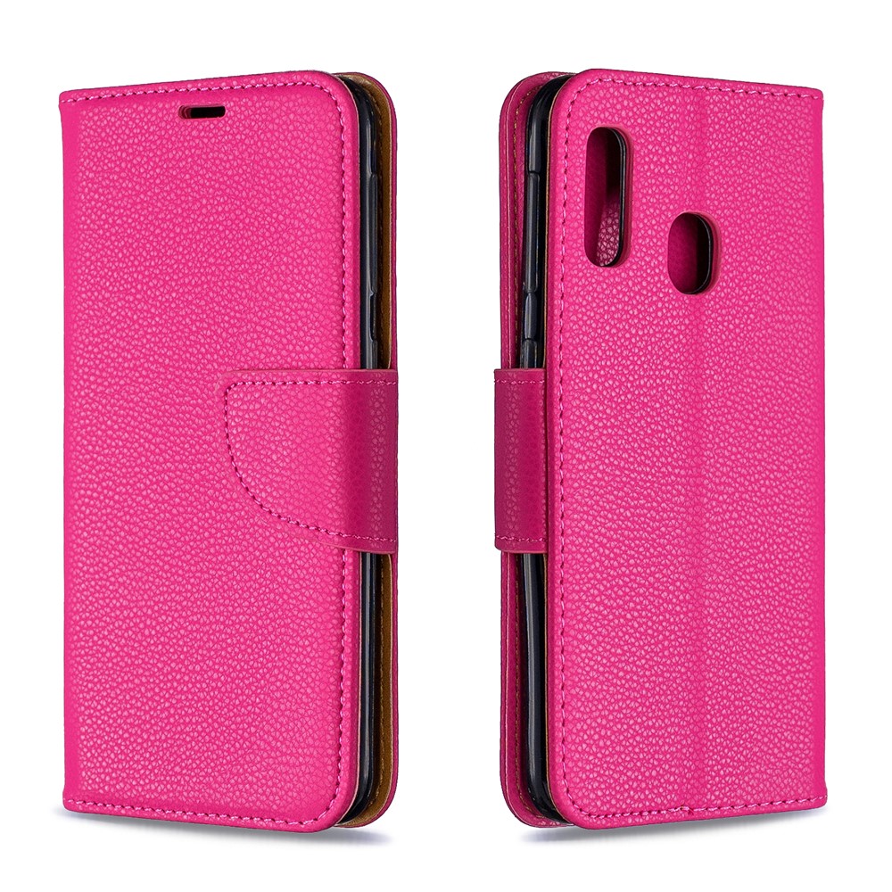 Litchi Haut Leder Brieftasche Für Samsung Galaxy A20e - Rose-4