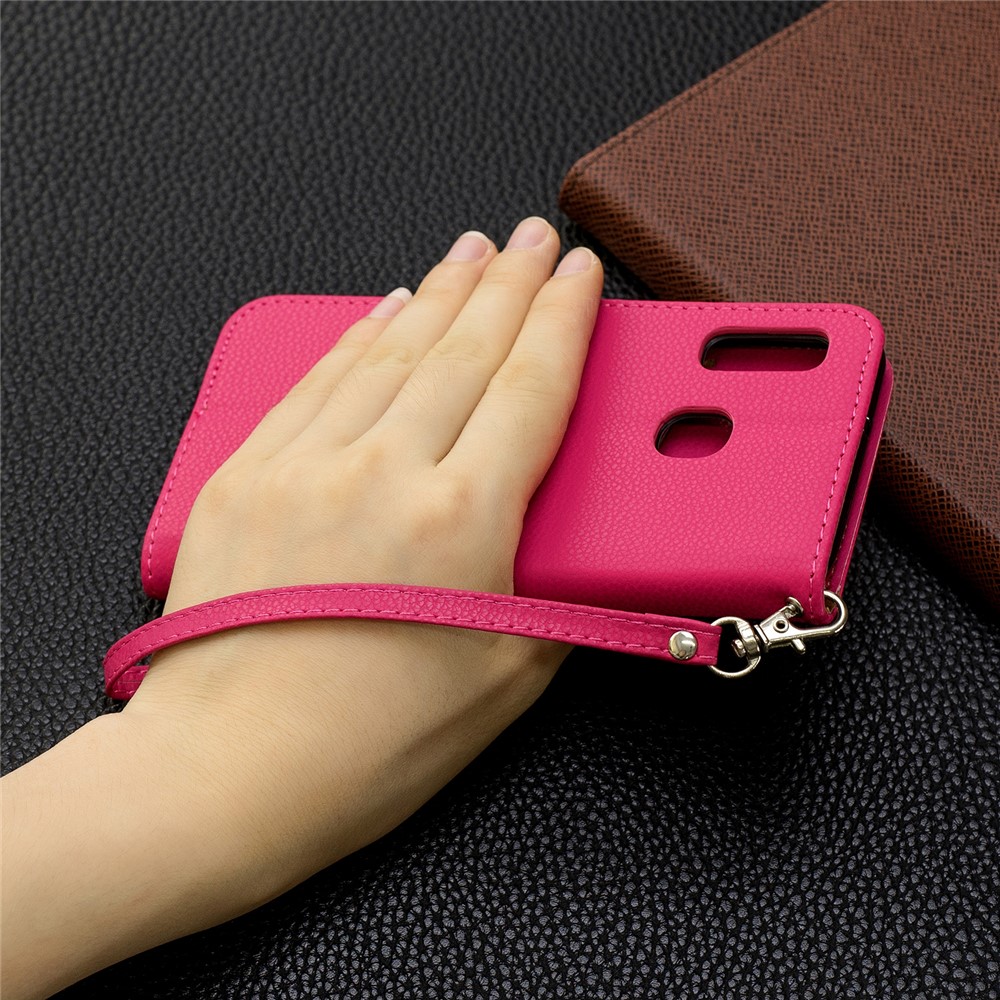 Custodia A Portafoglio In Pelle Color Litchi Per Samsung Galaxy A20e - Rosa-8