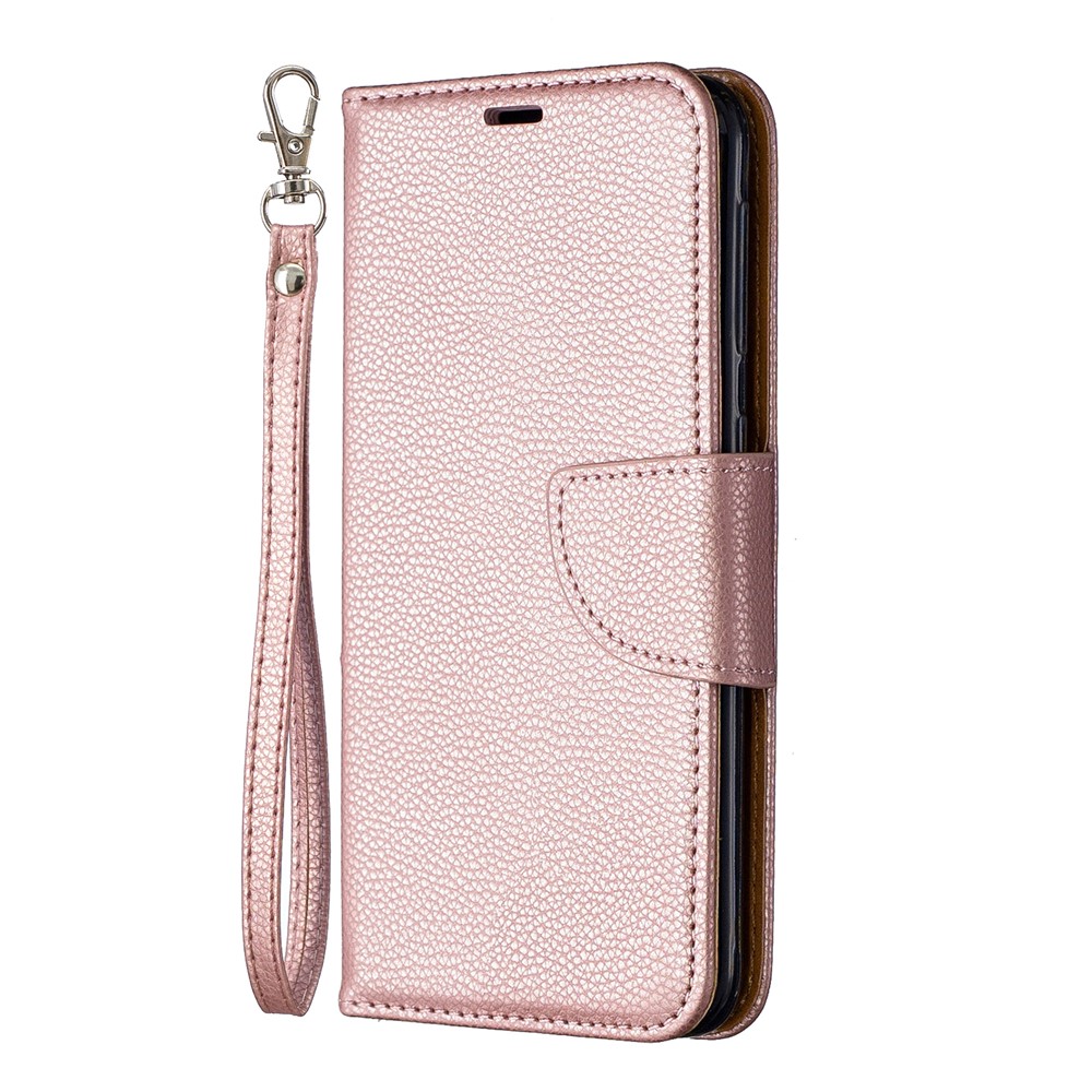 Litschi Haut Leder Brieftasche Für Samsung Galaxy A20E - Roségold-2