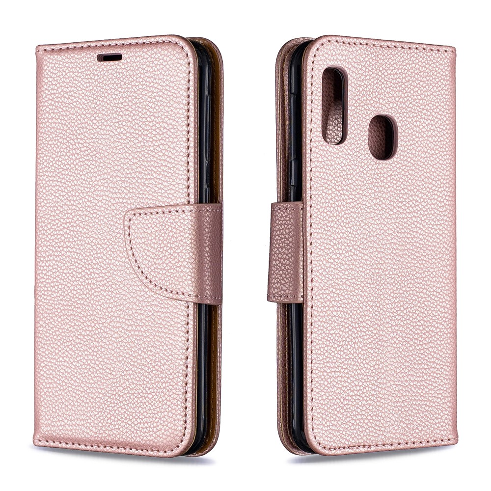 Litschi Haut Leder Brieftasche Für Samsung Galaxy A20E - Roségold-4
