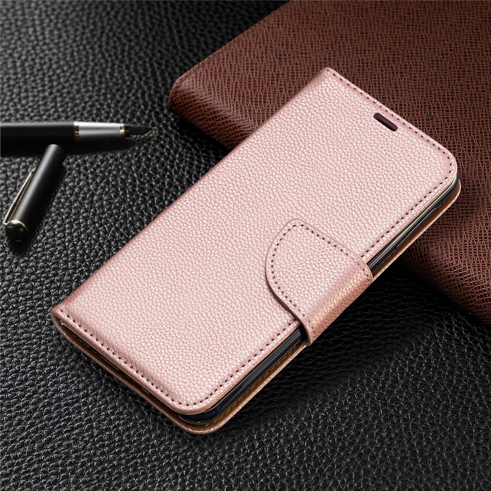 Litschi Haut Leder Brieftasche Für Samsung Galaxy A20E - Roségold-7