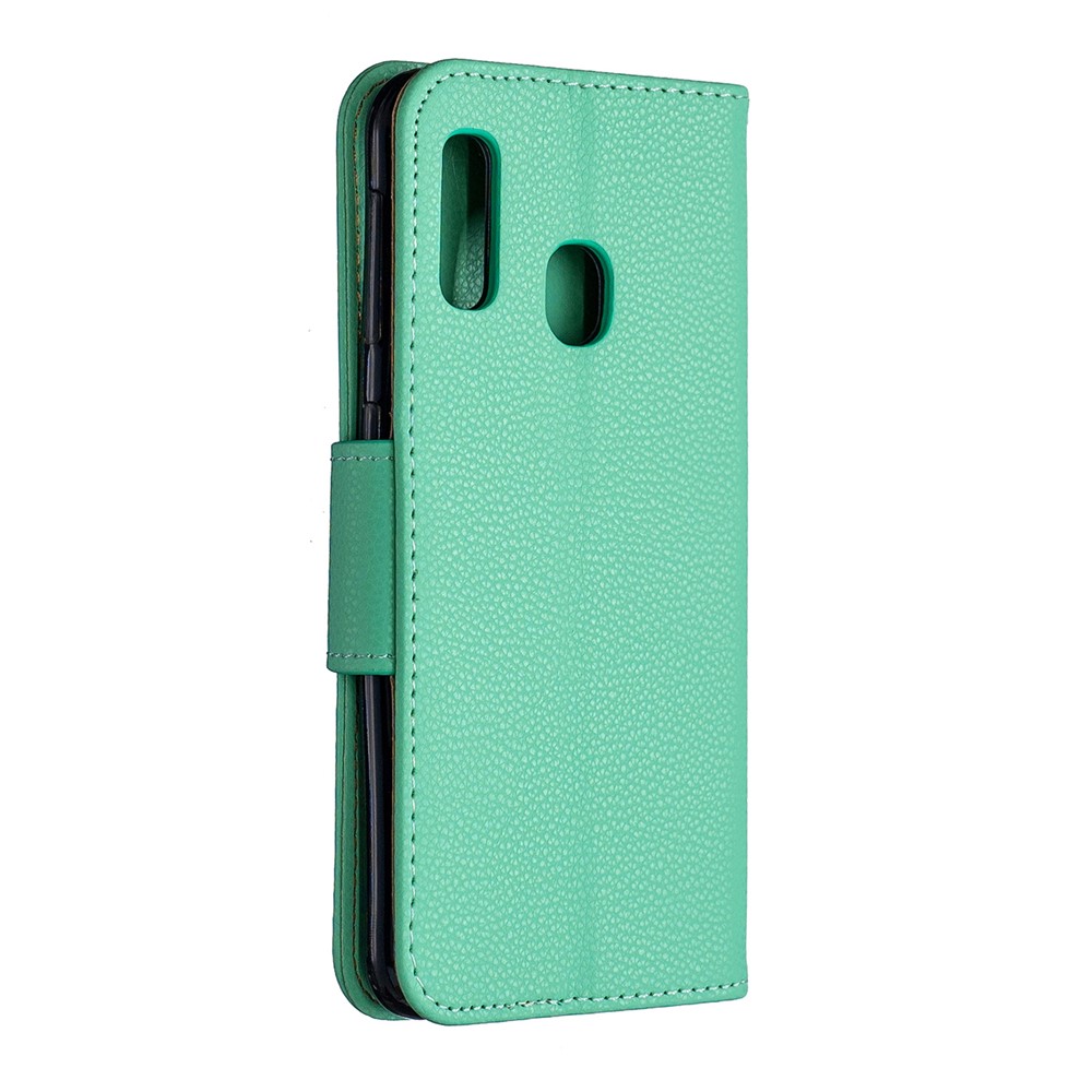 Funda Billetera De Piel Litchi Para Samsung Galaxy A20e - Verde-3