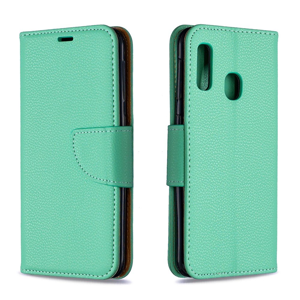 Funda Billetera De Piel Litchi Para Samsung Galaxy A20e - Verde-4