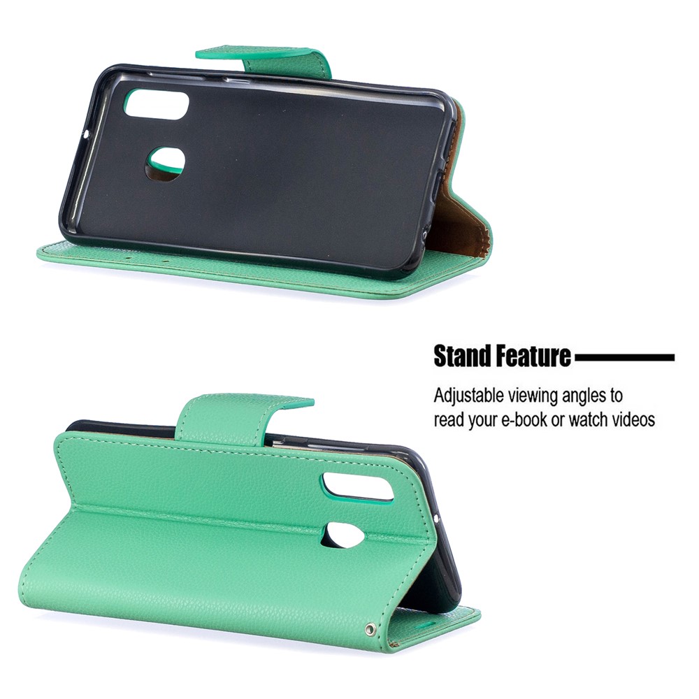 Funda Billetera De Piel Litchi Para Samsung Galaxy A20e - Verde-5