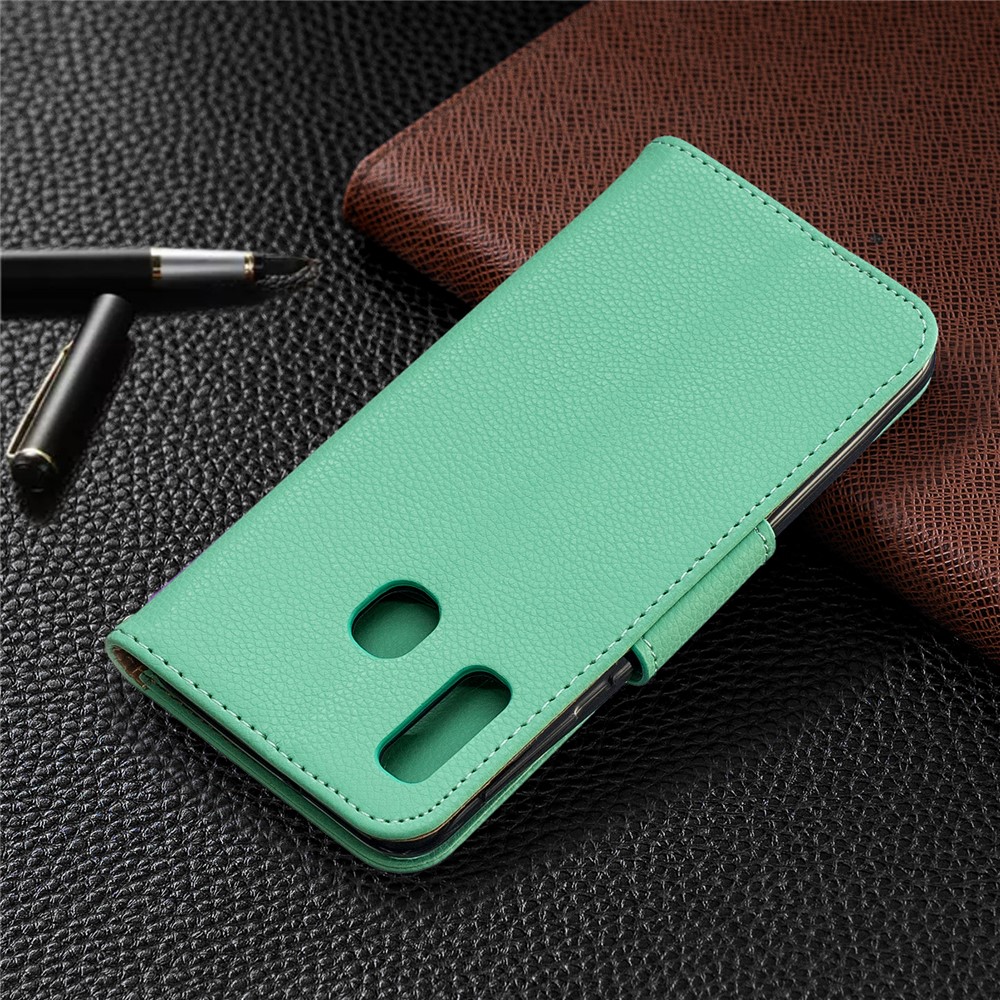 Funda Billetera De Piel Litchi Para Samsung Galaxy A20e - Verde-8