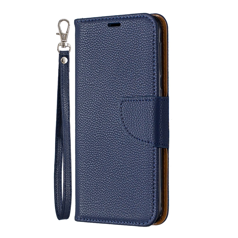 Litschi Haut Leder Brieftasche Für Samsung Galaxy A20E - Blau-2