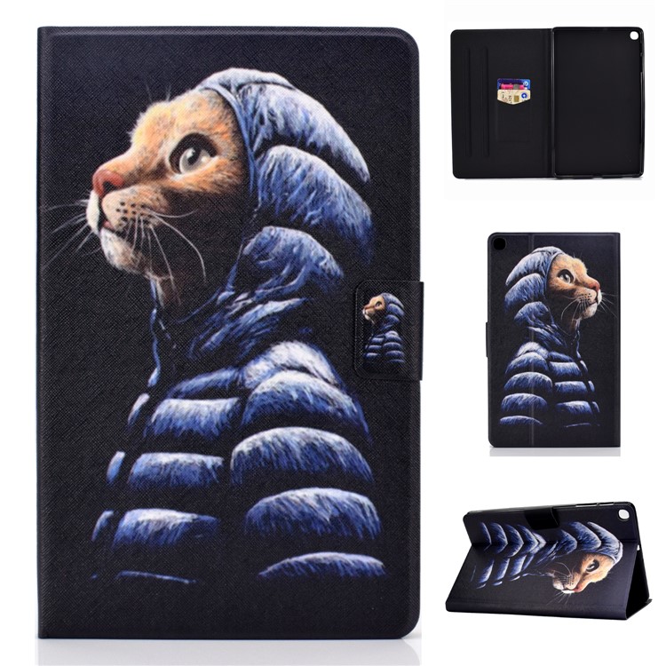 

Patterned PU Leather Card Holder Stand Flip Case for Samsung Galaxy Tab A 8.0 (2019) with S Pen P200 P205 - Tiger in Down Jacket, Galaxy Tab A 8.0 (2019) with S Pen P200