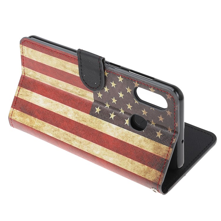 Pattern Printing Leather Wallet Stand Case for Samsung Galaxy A20/A30 - Retro American Flag-3