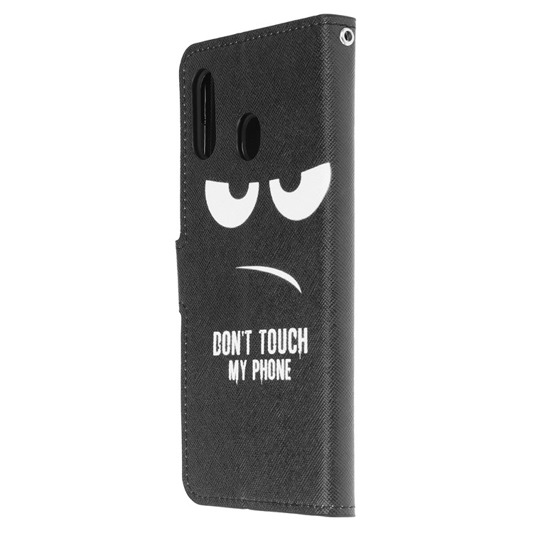 Pattern Printing Leather Wallet Stand Case for Samsung Galaxy A20/A30 - Do not Touch My Phone-2
