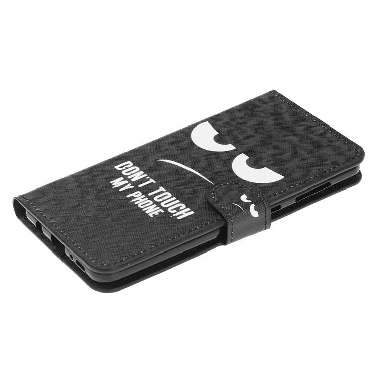 Pattern Printing Leather Wallet Stand Case for Samsung Galaxy A20/A30 - Do not Touch My Phone-4